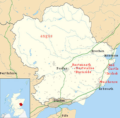 map of Angus showing Hunter locations