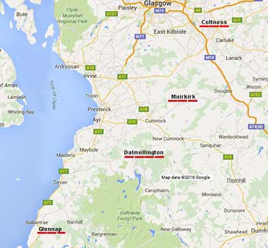 google map showing places mentioned